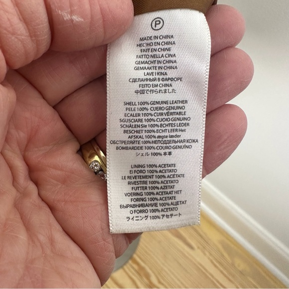 Michael Michael Kors Lambskin Cropped Leather Luggage Tan Jacket Sz XS - Picture 7 of 7